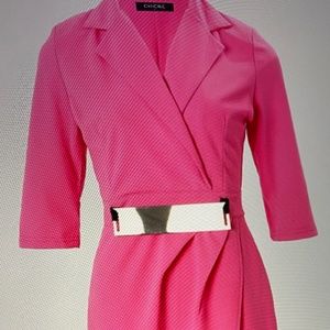 Chic ME Long Sleeve Metal Decor Ruched Blazer Dress